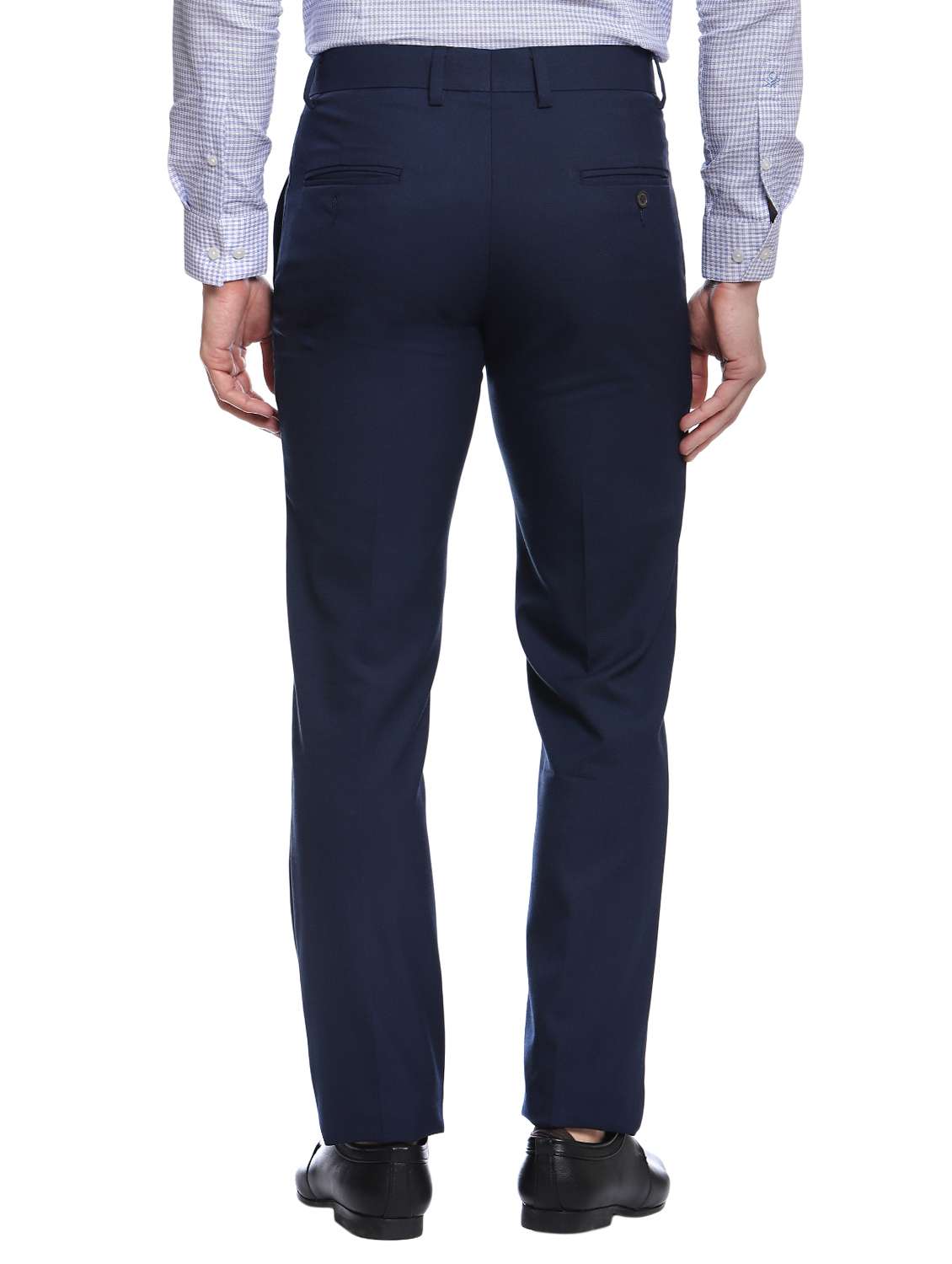 blue cotton flat front formal trouser - 15216200 - Standard Image - 2