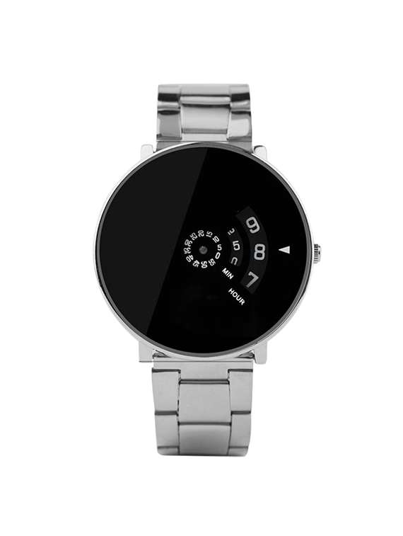 jay creation silver steel  belt black dial men's analog watch