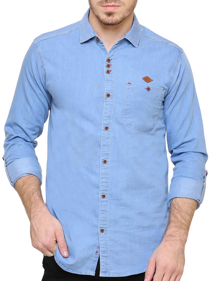 blue denim casual shirt