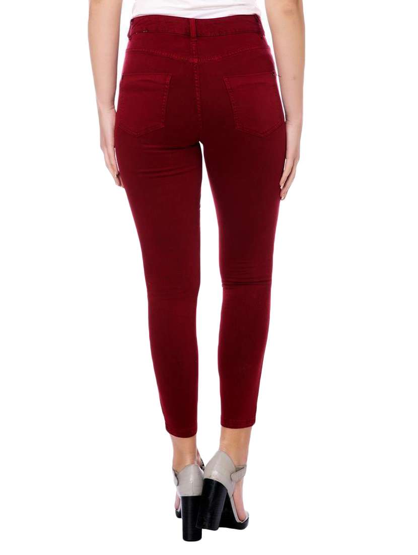 maroon denim jeans - 15219560 -  Standard Image - 2
