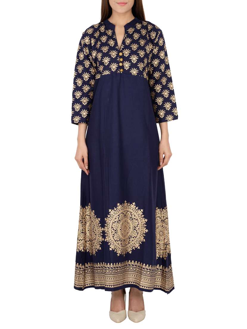 blue cotton aline kurta
