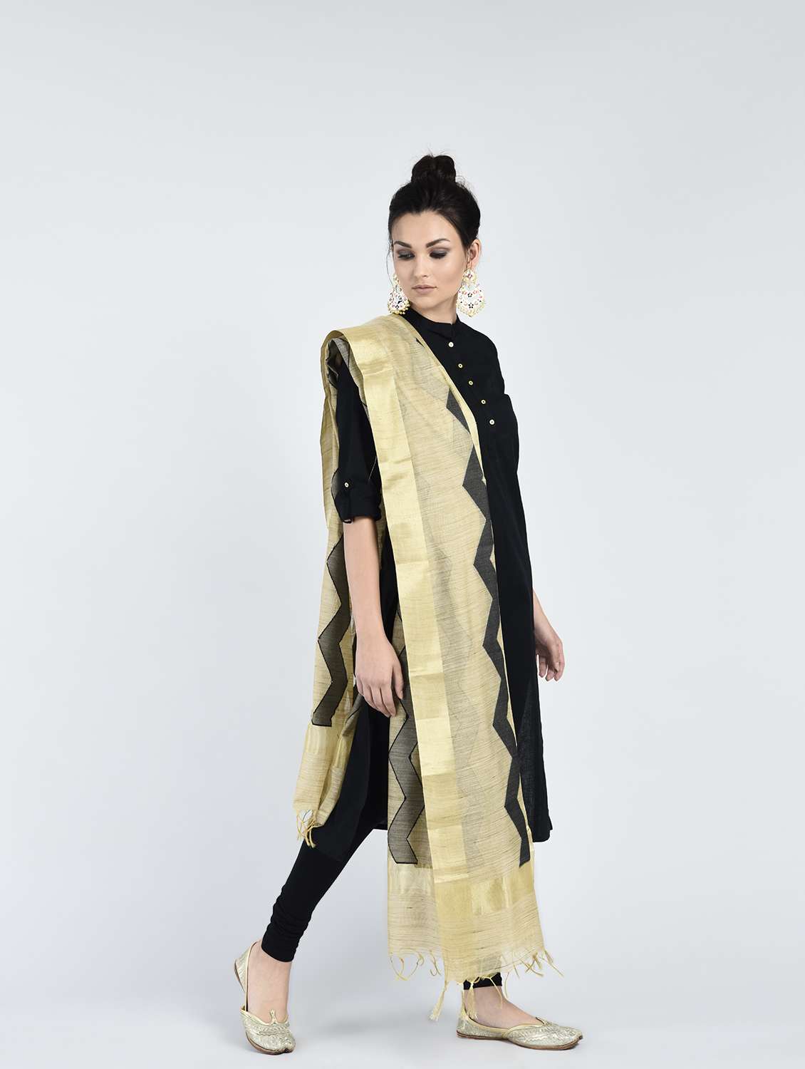 beige printed dupatta
