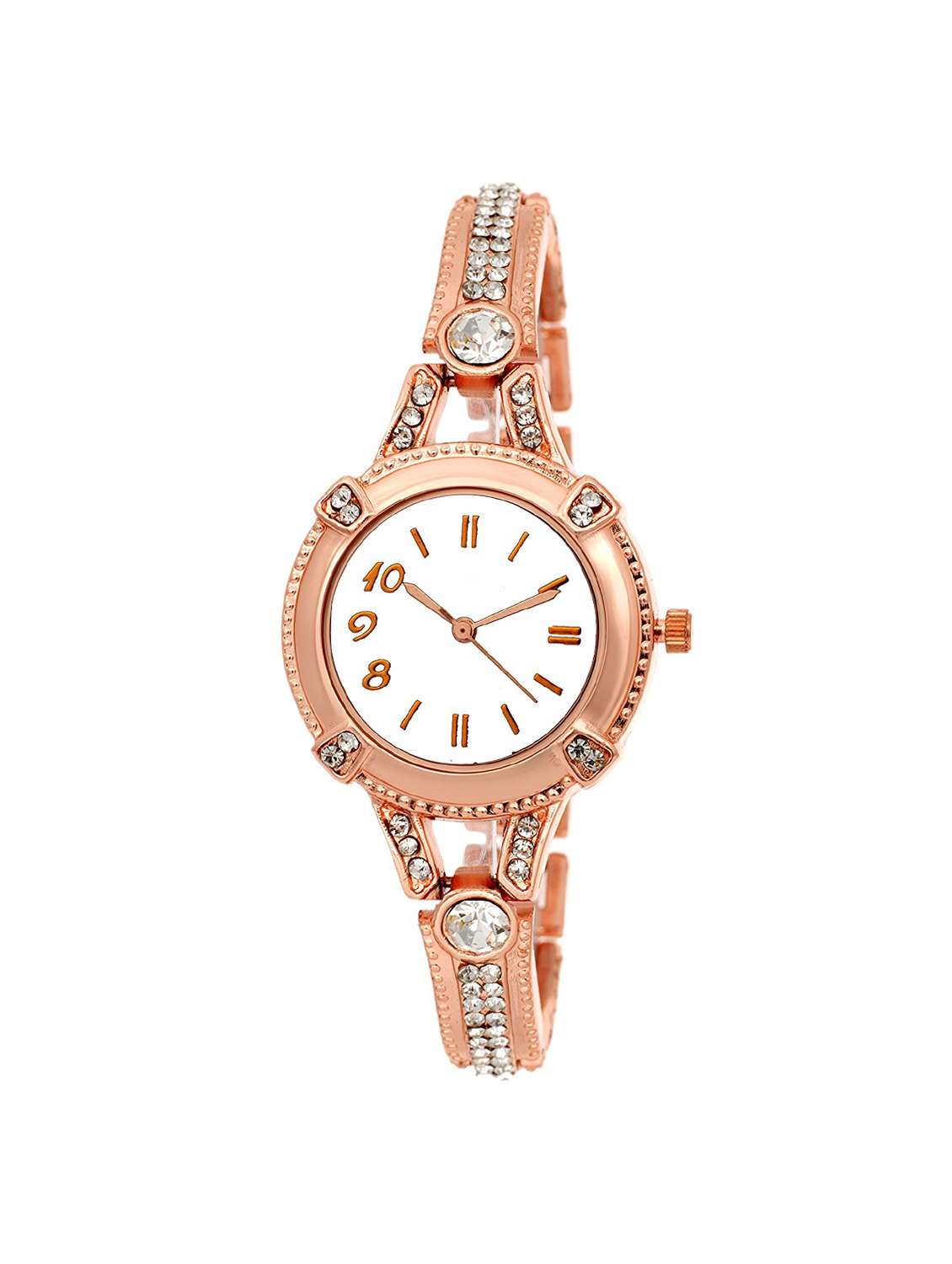 jay creation rose gold white women's analog watch