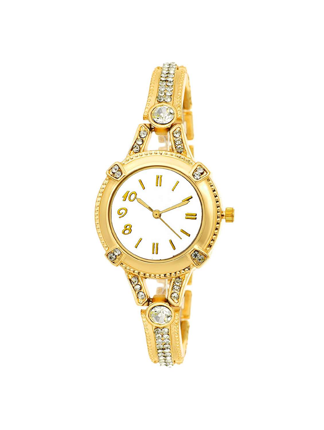 jay creation golden white women's analog watch