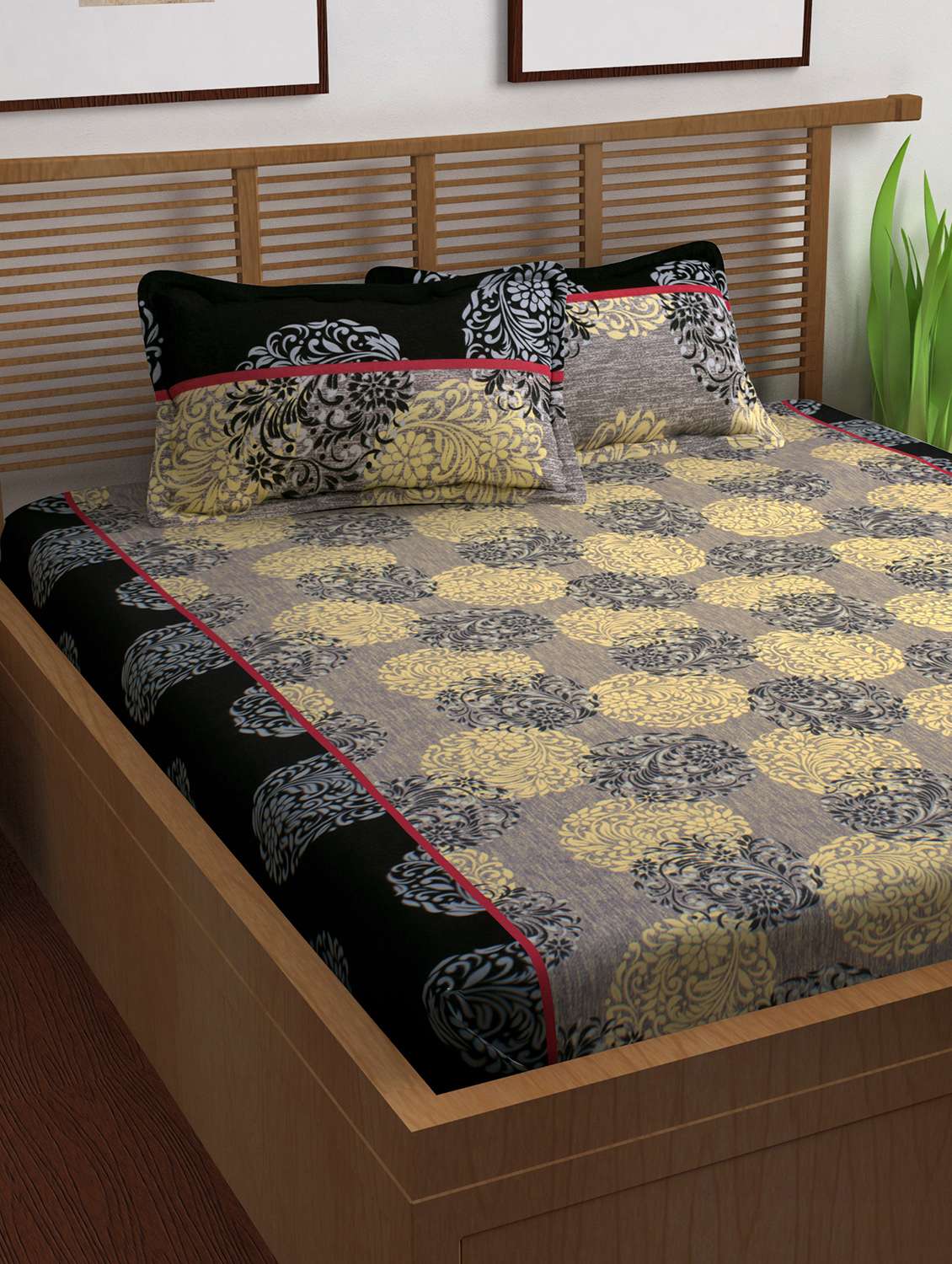 100% cotton double bedsheet with 2 pillow covers
