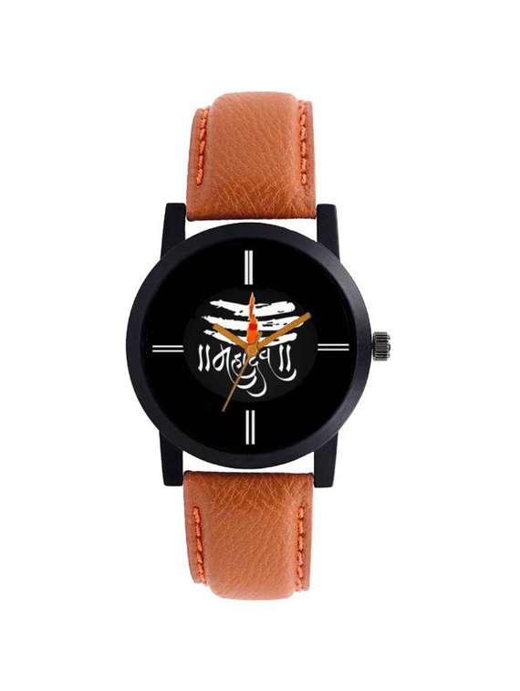 surbhi fashion men's brown leather watch