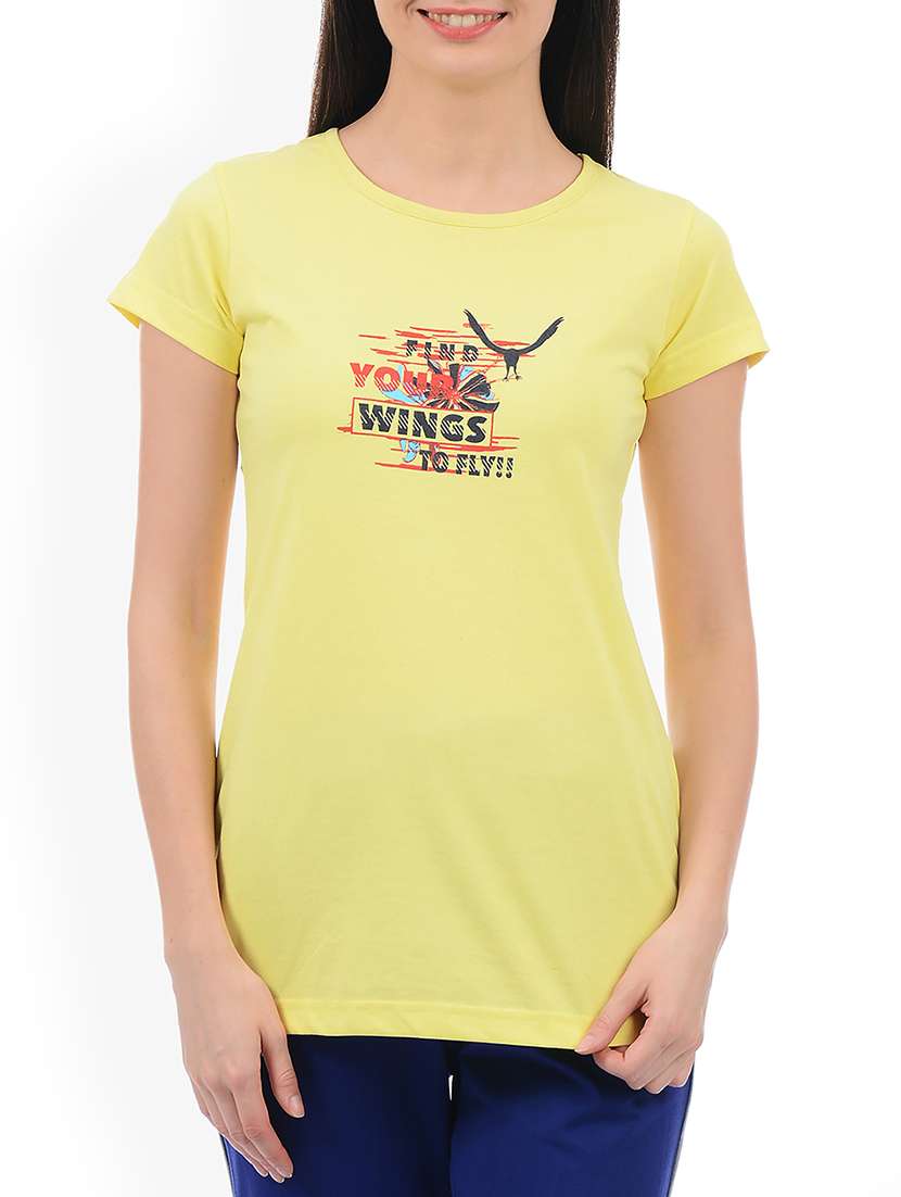 yellow graphic printed tee