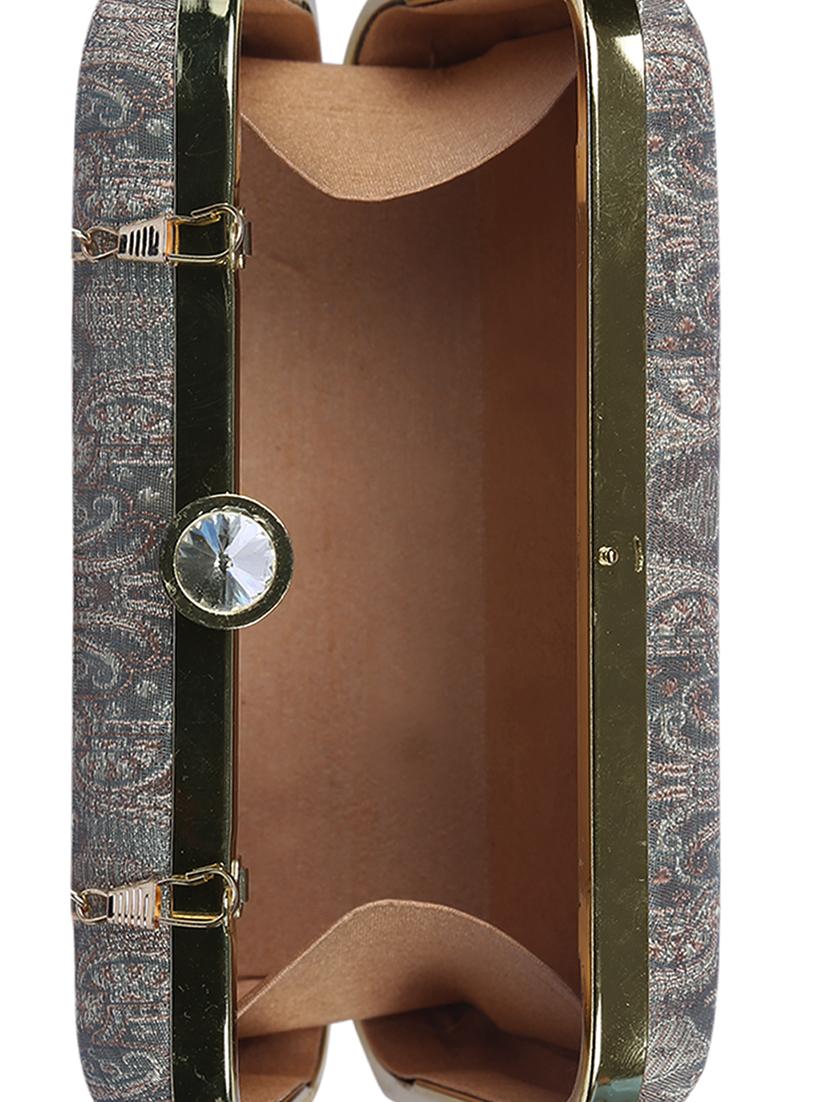 silver metal box clutch - 15226846 - Standard Image - 2