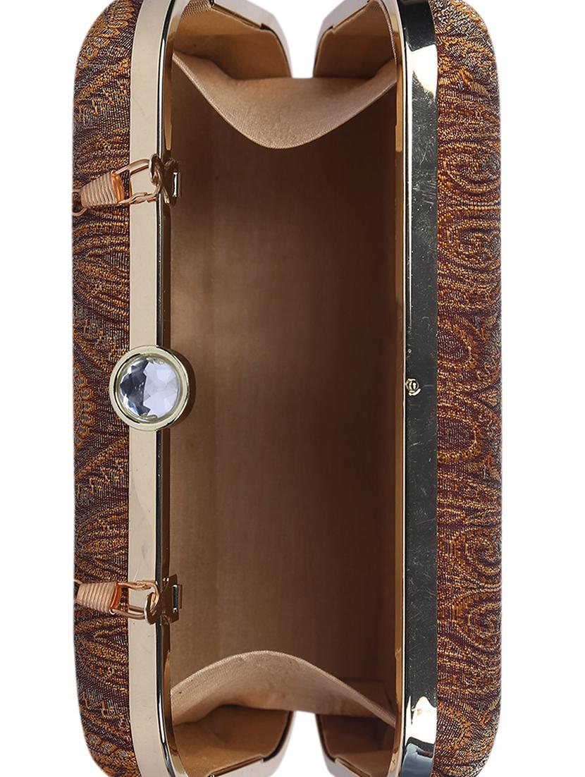 brown metal box clutch - 15226847 - Standard Image - 2