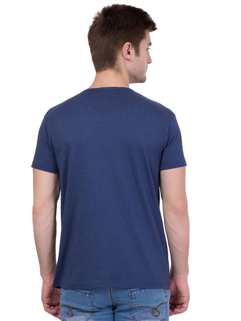 navy blue cotton chest print tshirt - 15227325 -  Standard Image - 2