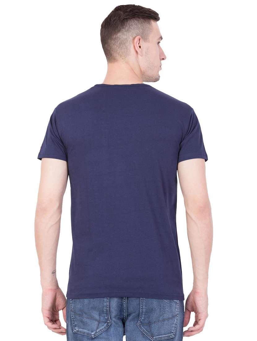 navy blue cotton chest print tshirt - 15227326 - Standard Image - 2