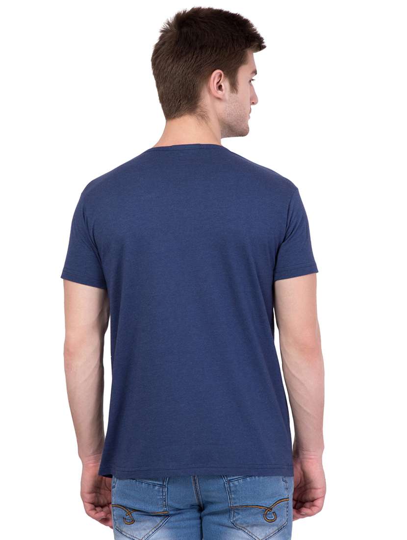 navy blue cotton chest print tshirt - 15227328 - Standard Image - 2