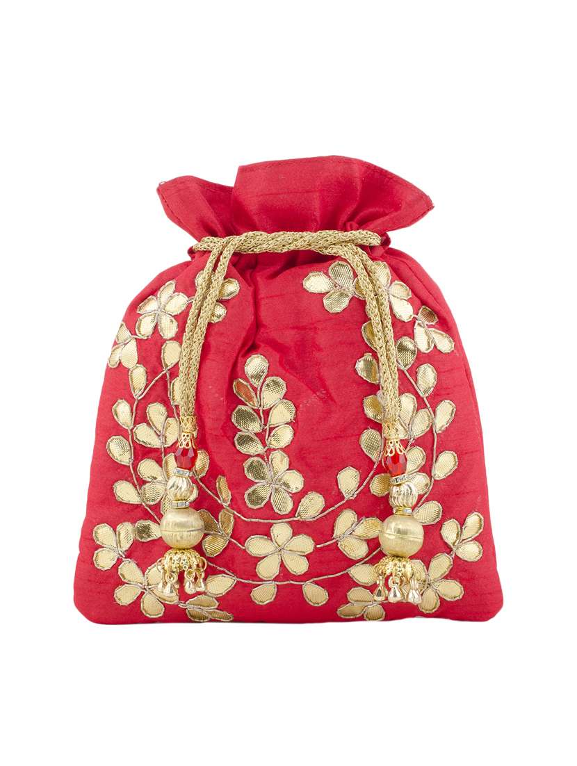 red suede regular potli