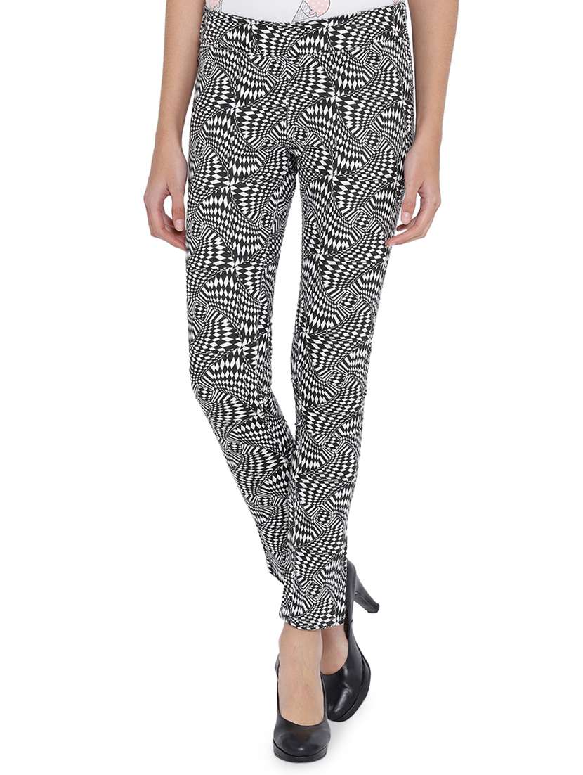 black printed cotton jeggings
