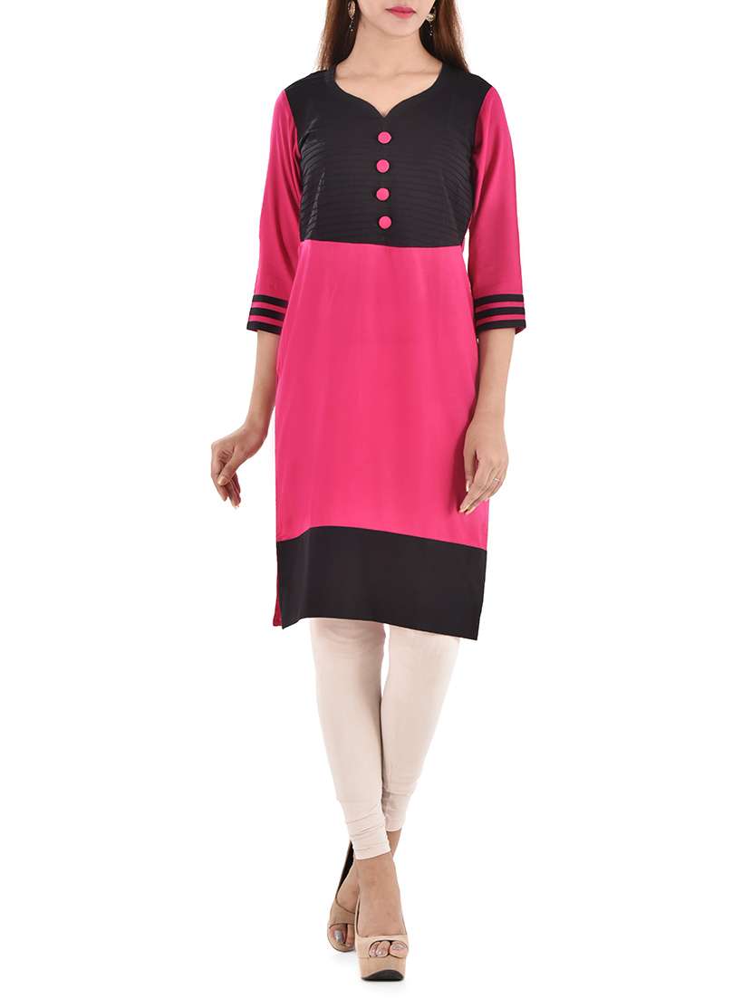 pink rayon straight kurta