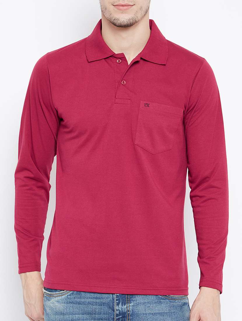 men pink solid regular fit polo t-shirt - 15230742 - Zoom Image - 0