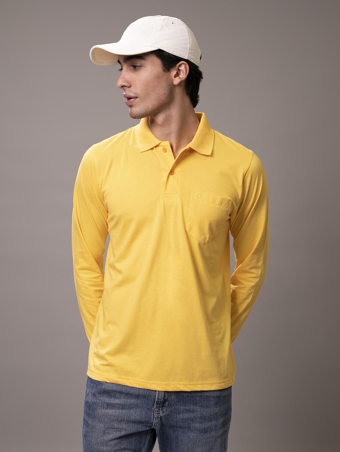 men yellow solid regular fit polo t-shirt - 15230743 - Zoom Image - 0