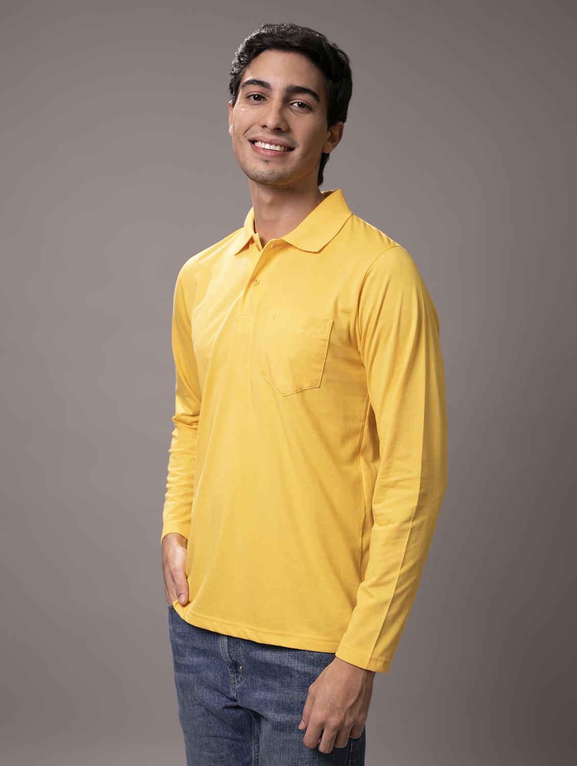 men yellow solid regular fit polo t-shirt - 15230743 - Standard Image - 2