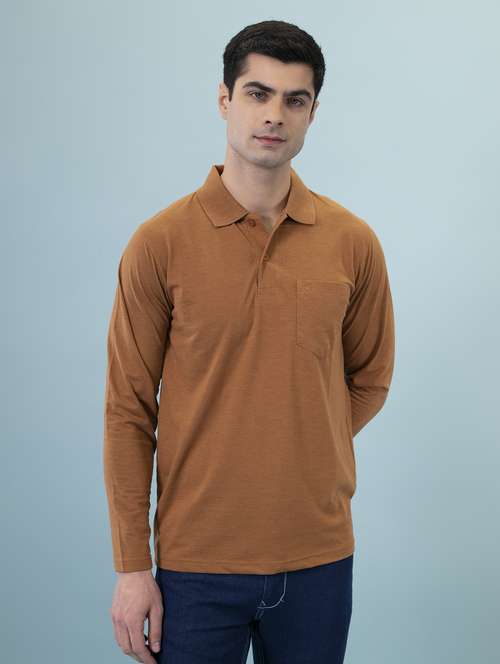 men brown regular fit polo t-shirt - 15230748 - Standard Image - 0