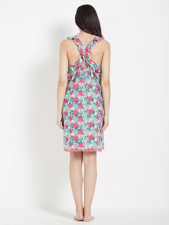 blue printed viscose nighty - 15230822 - Standard Image - 2