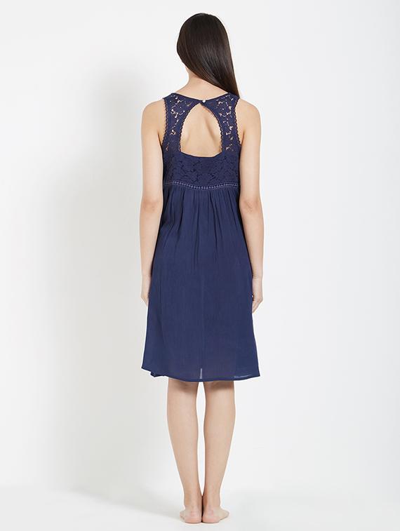 navy blue fit & flare dress - 15230825 - Standard Image - 2
