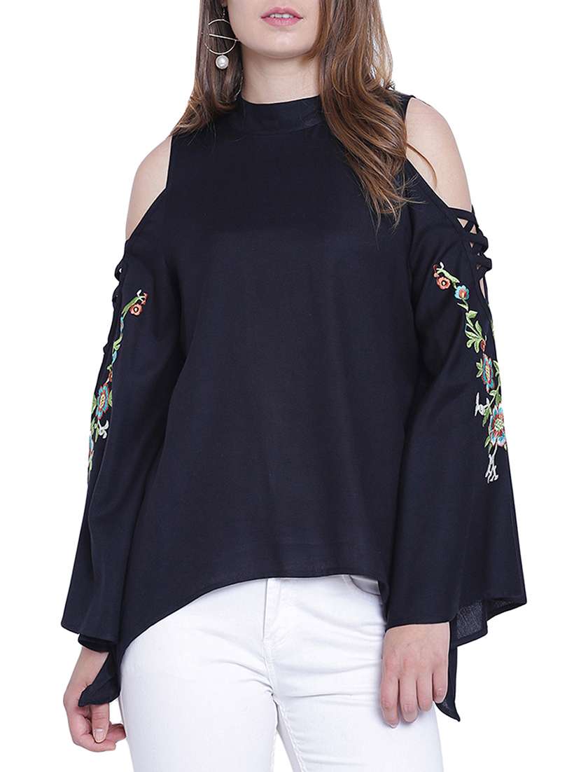 cold bell sleeved embroidered top