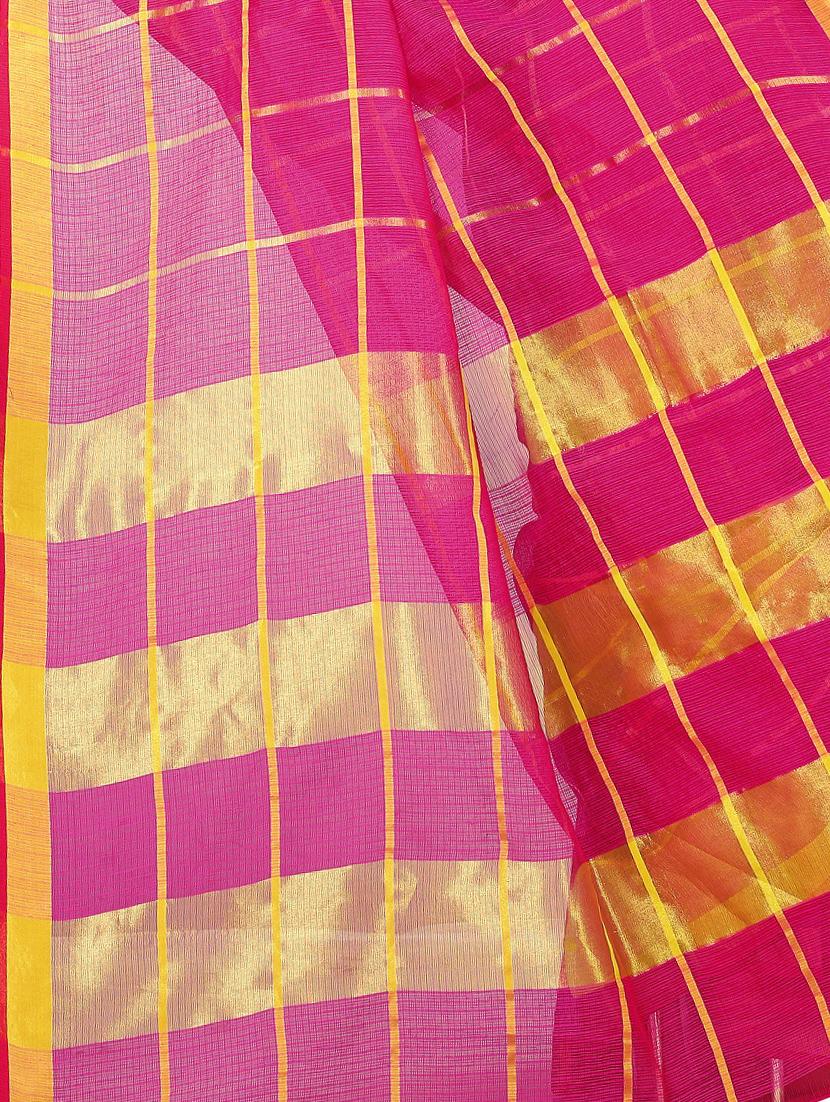 magenta cotton woven saree with blouse - 15231321 - Standard Image - 2
