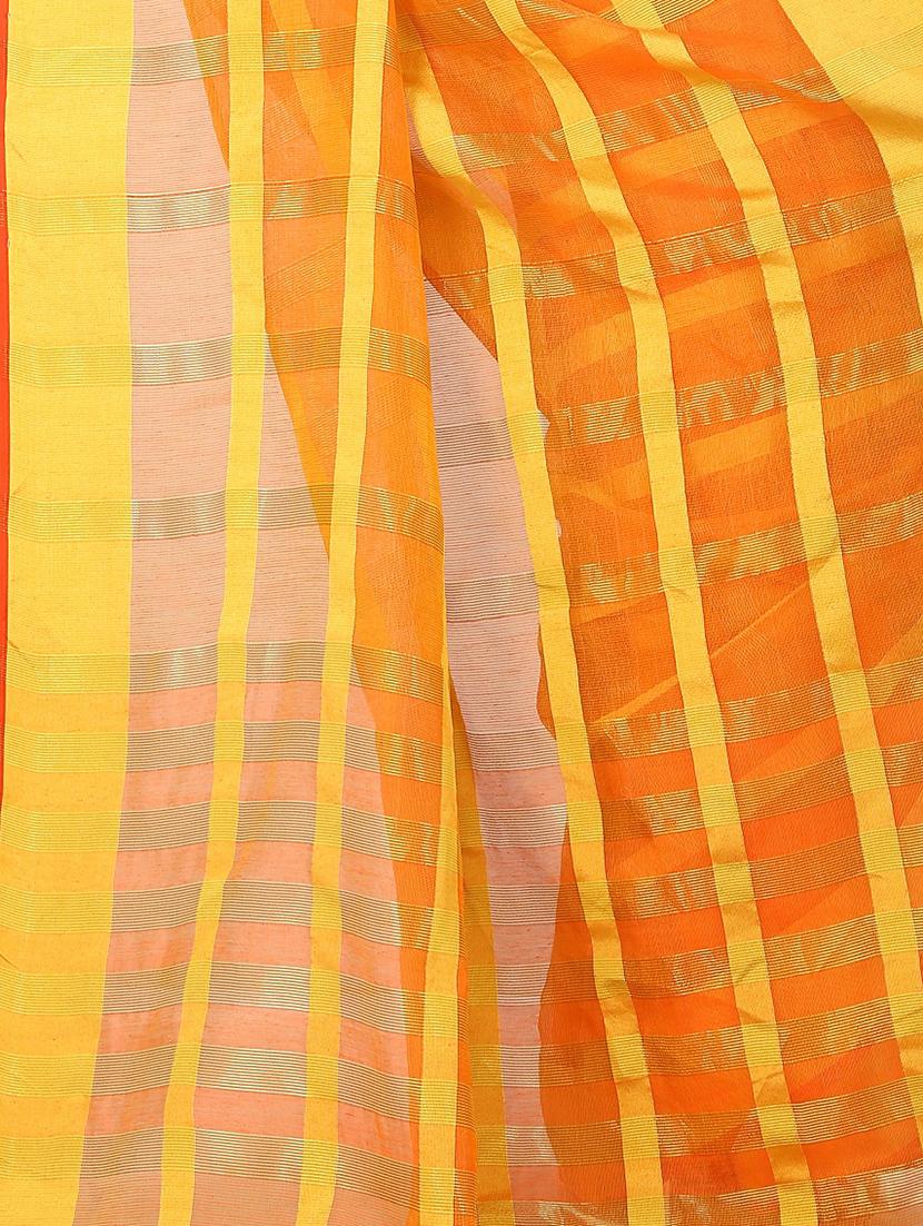 orange cotton woven saree with blouse - 15231325 - Standard Image - 2