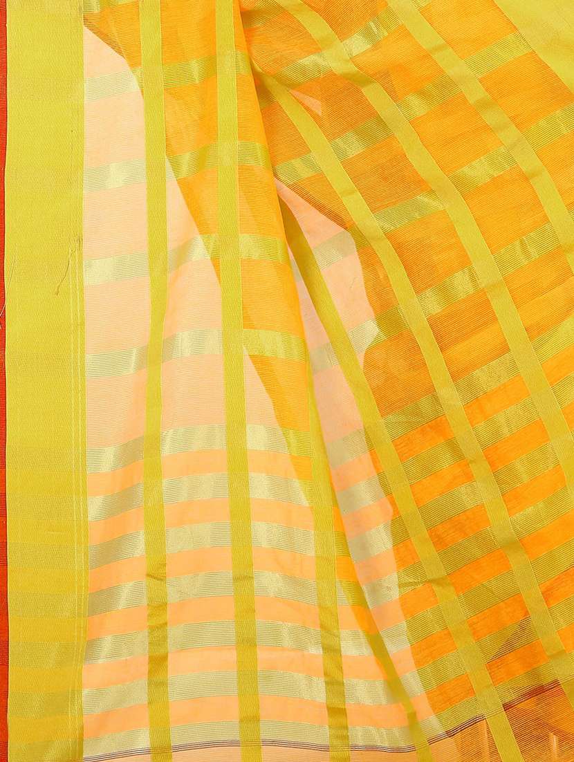 yellow cotton woven saree with blouse - 15231329 - Standard Image - 2