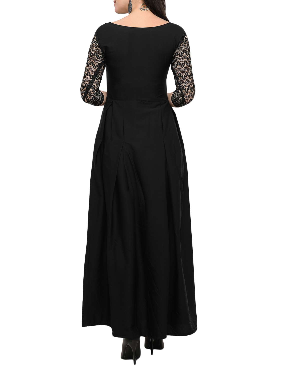 laced panel pleated maxi dress - 15231540 - Standard Image - 2