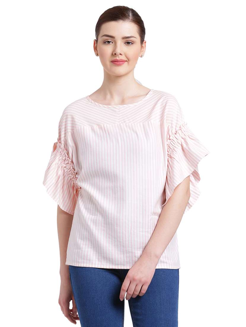 pink striped cotton top