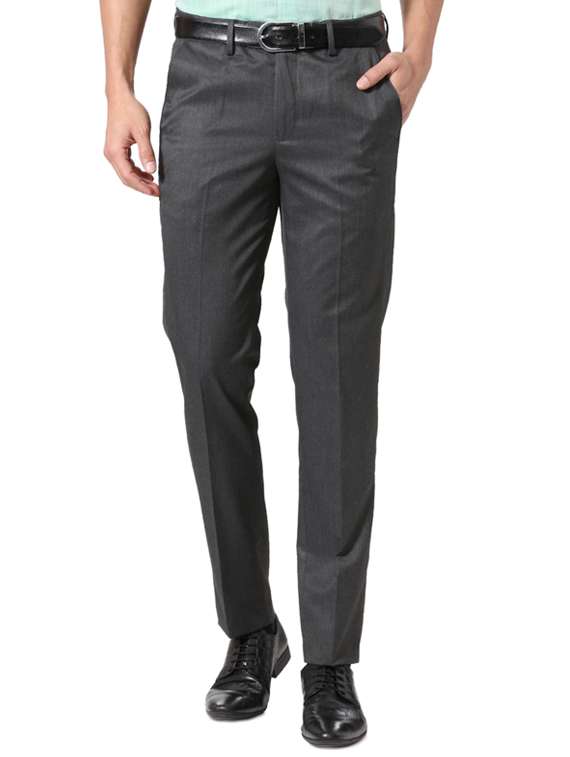 grey polyester blend flat front formal trouser