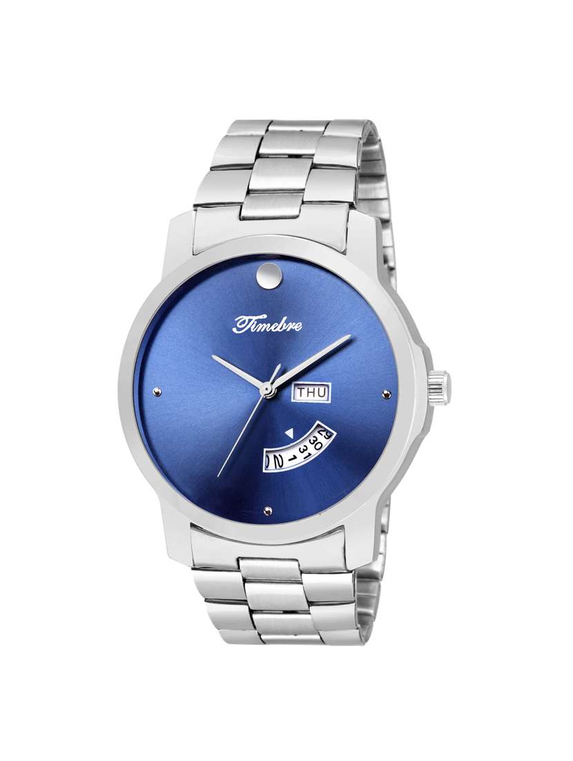 timebre men blue stainless steel day & date analog watch