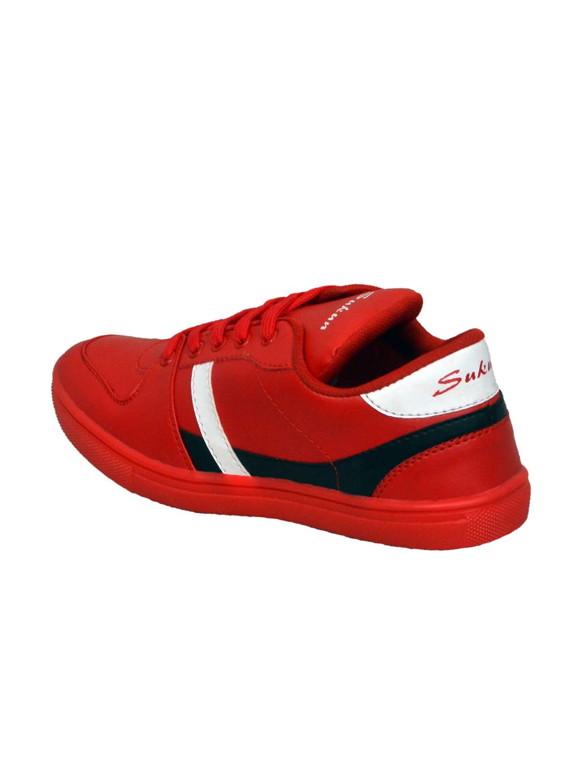 red leatherette lace up sneaker - 15239771 -  Standard Image - 2