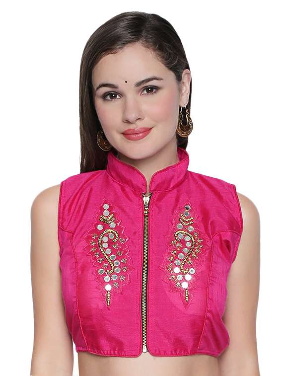 pink embroidered blouse