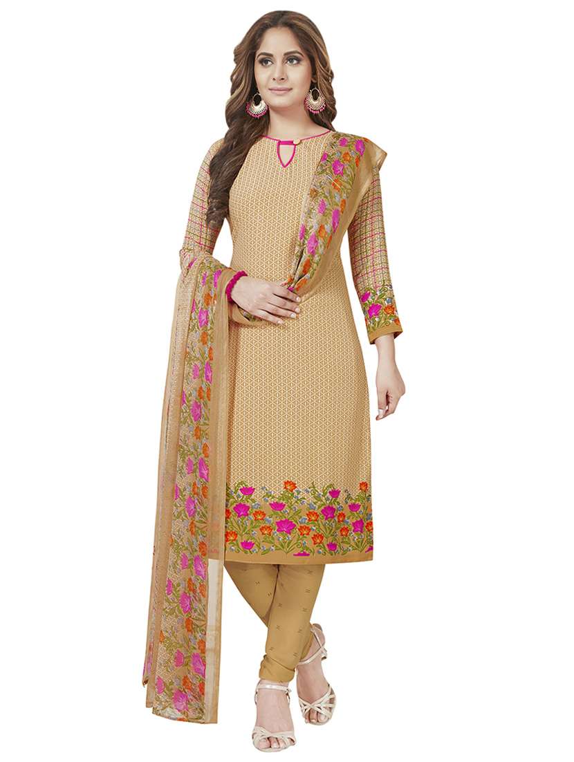 printed unstitched churidaar suit