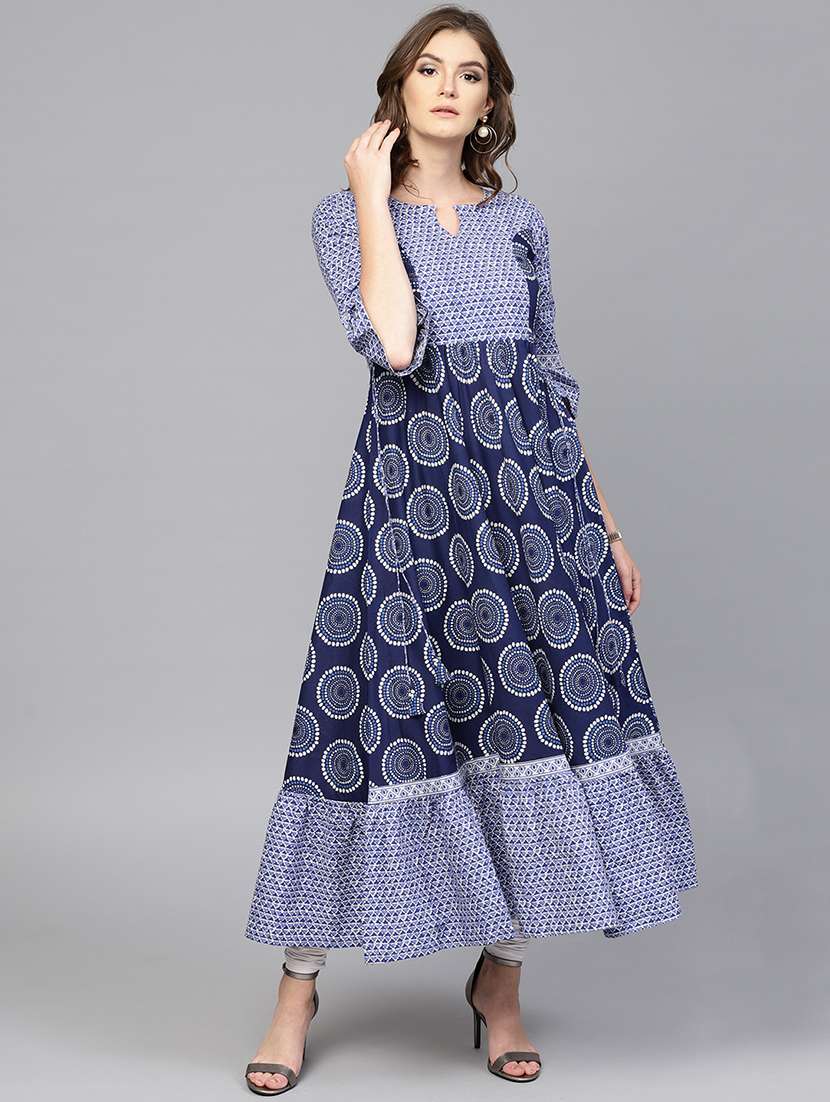 indigo flared kurta