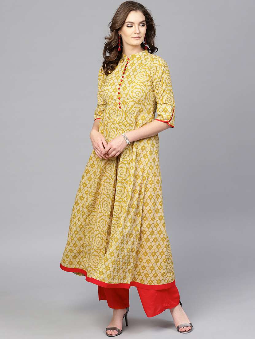 yellow cotton aline kurta