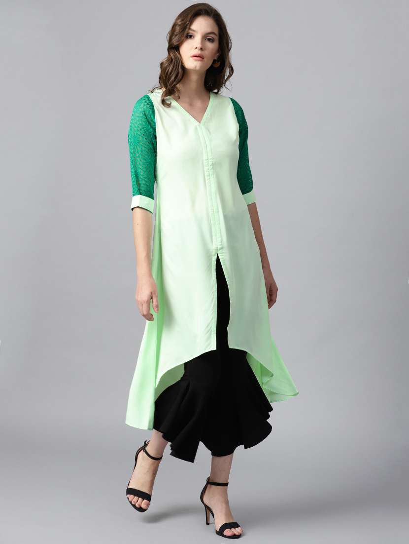 contrast asymmetric kurta