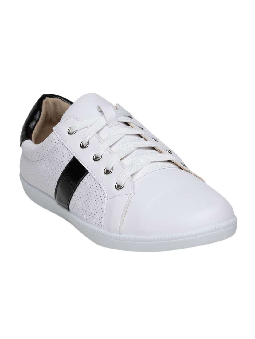 white lace-up sneaker