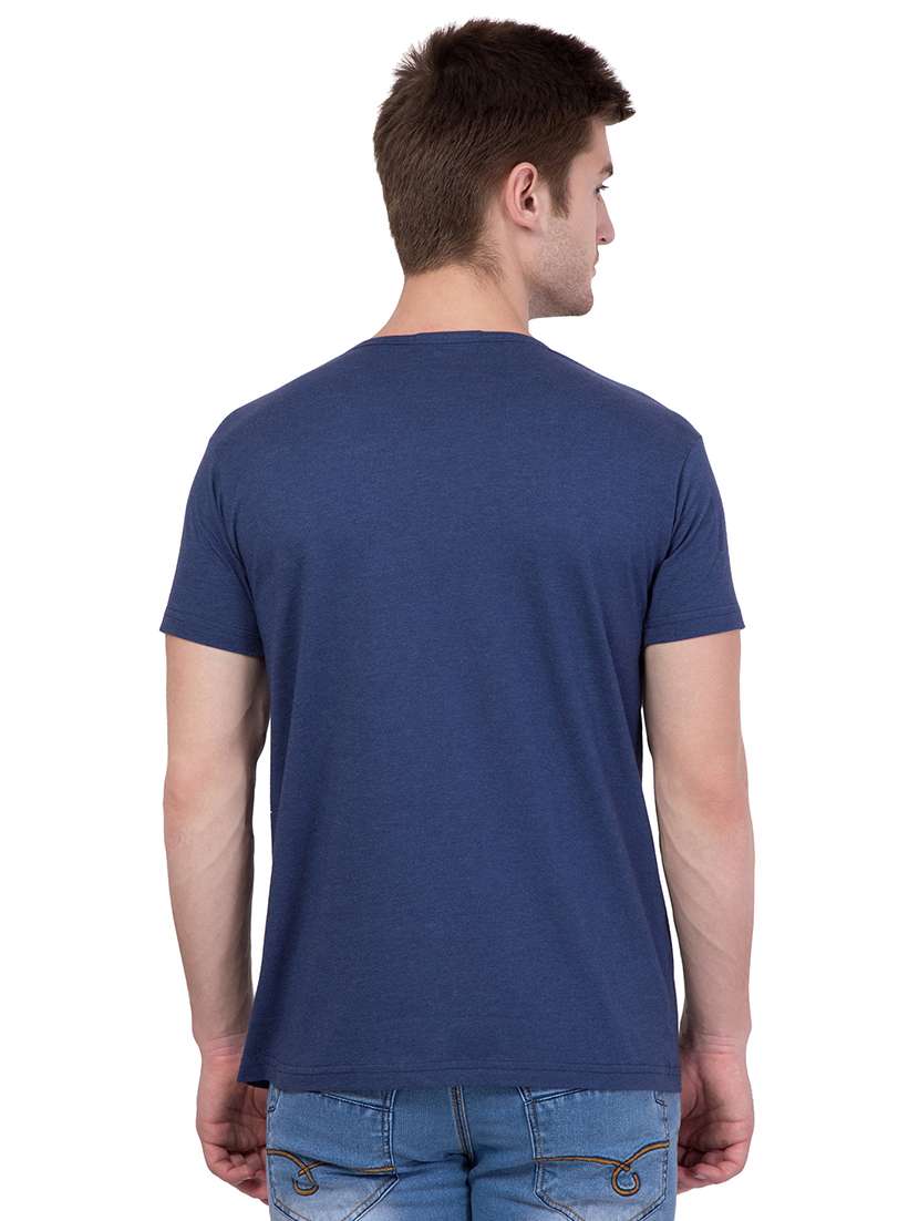 navy blue cotton chest print tshirt - 15244316 -  Standard Image - 2