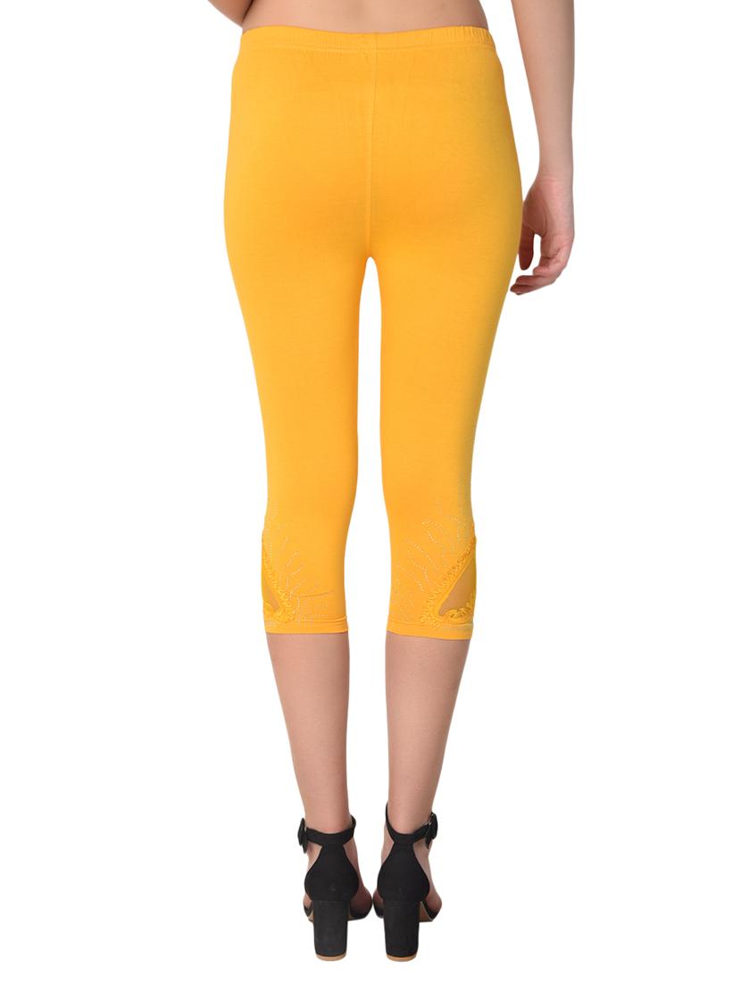 yellow solid leggings capri - 15249776 - Standard Image - 2