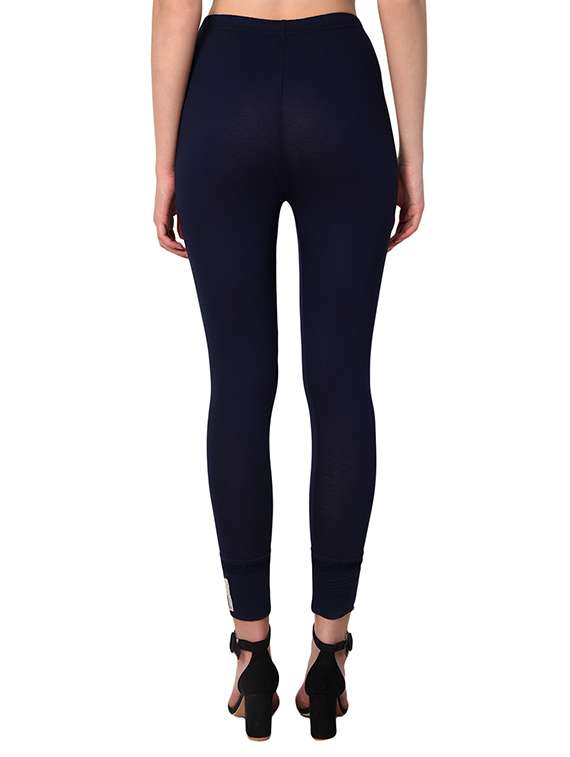 dark blue solid cotton leggings - 15249779 -  Standard Image - 2