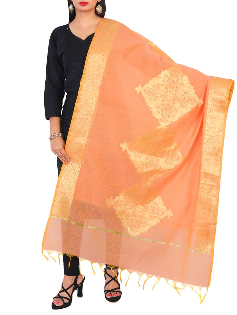 peach chanderi dupatta
