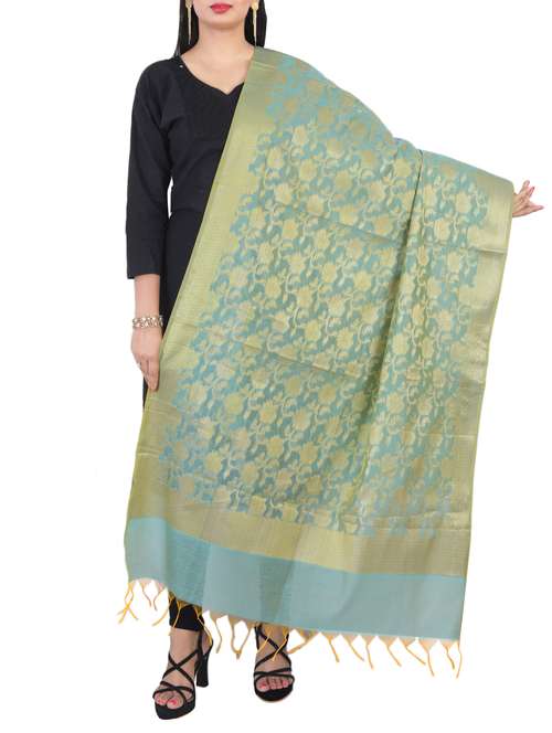 blue chanderi dupatta - 15251262 - Standard Image - 0