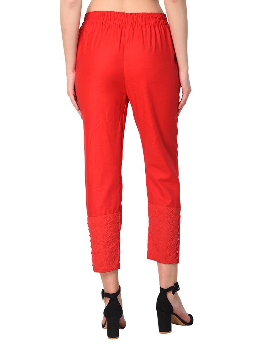 red cotton tapered pant - 15254131 - Standard Image - 2