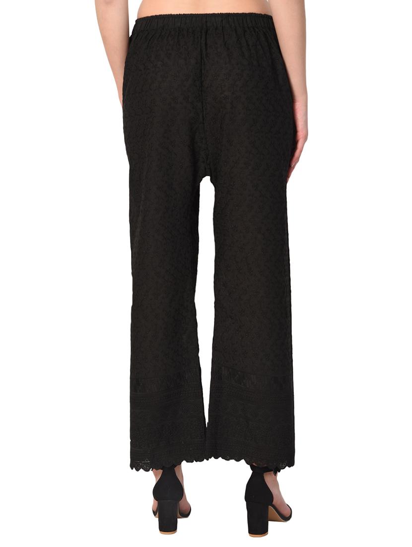 black cotton straight palazzo - 15254191 - Standard Image - 2