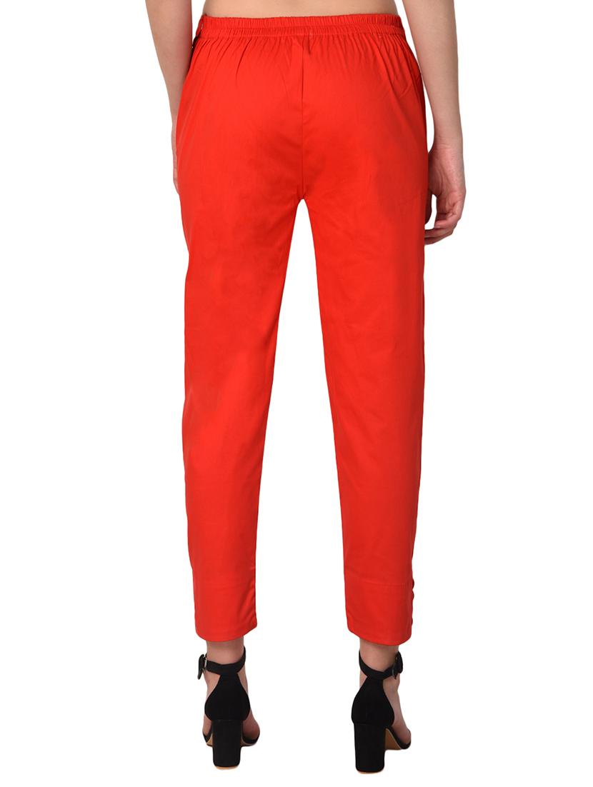 red cotton lycra trousers - 15254224 - Standard Image - 2