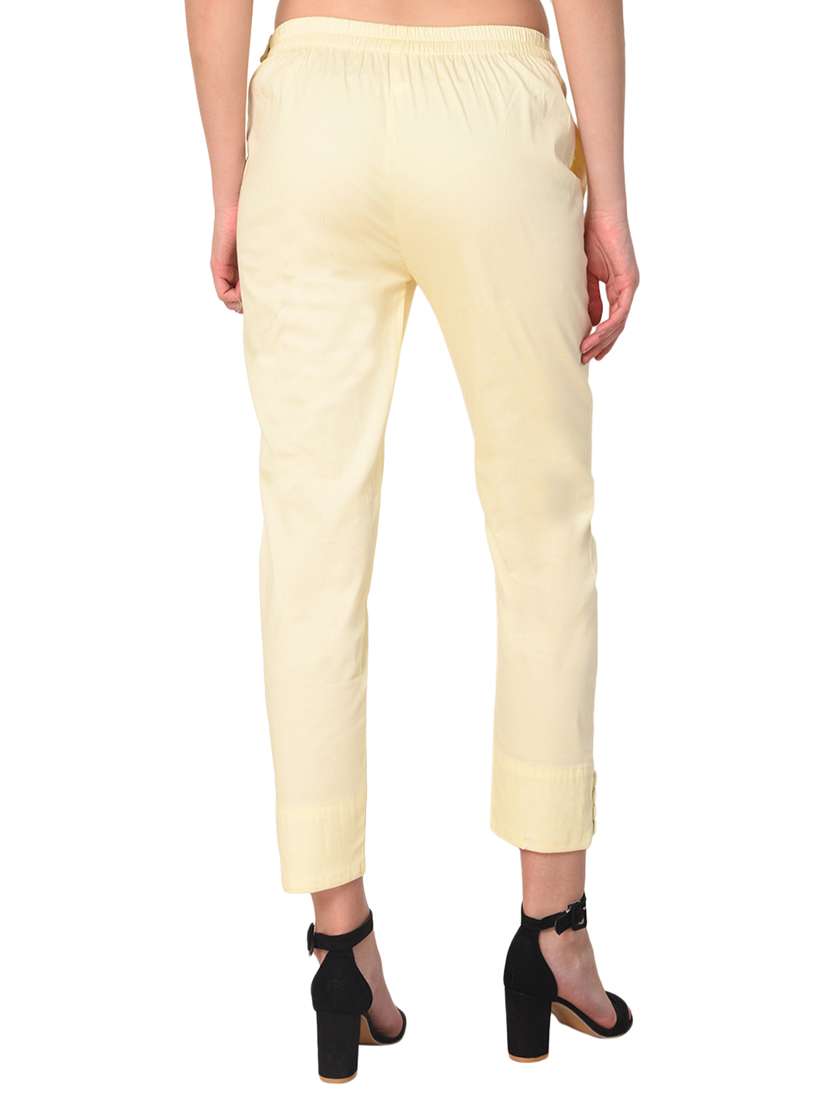 yellow solid flat front trouser - 15254227 -  Standard Image - 2