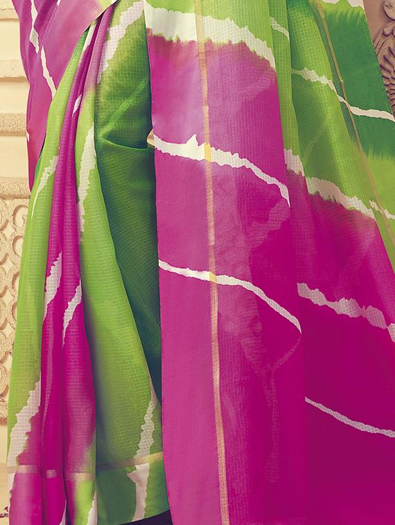 pink leheriya saree - 15258137 - Standard Image - 2